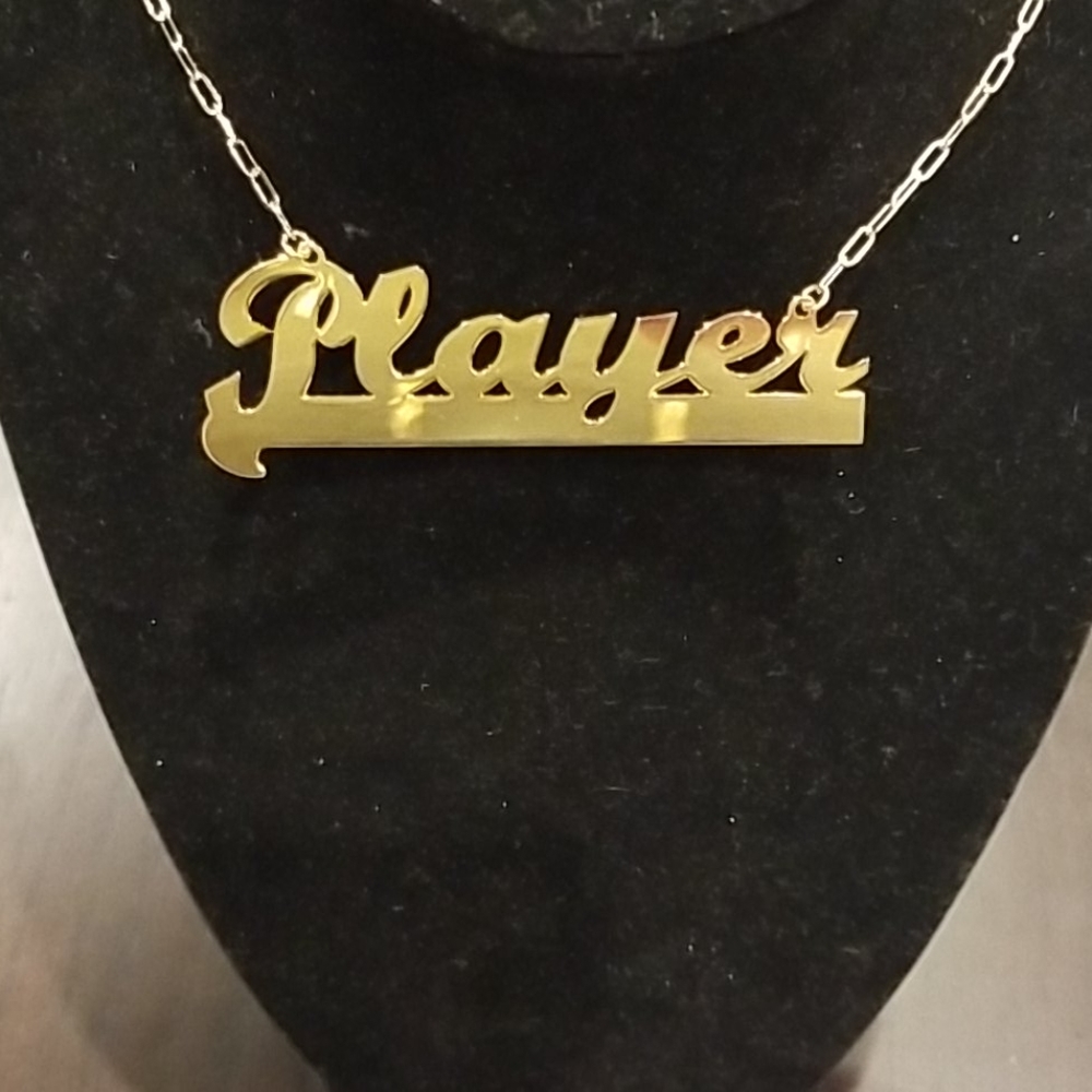 Noir, necklace phrase "Player", gold new - Picture 8 of 8